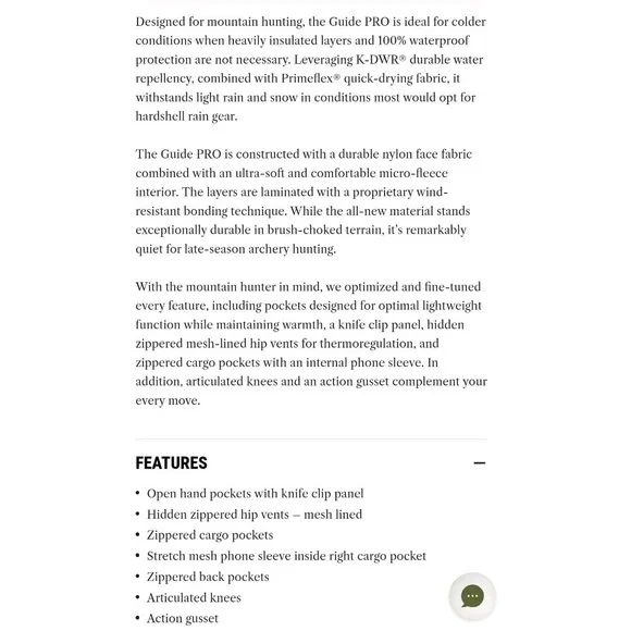 Kuiu Guide Pro Fleece Hunting Pants-W32 NWT Gray 150G DWR - Picture 6 of 6